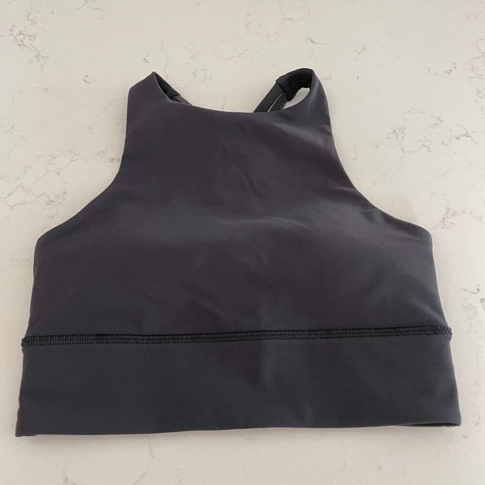 Lululemon Energy Longline Bra Top Medium Support B-D Cup Graphite Grey Sz 4 NWOT - Picture 2 of 7